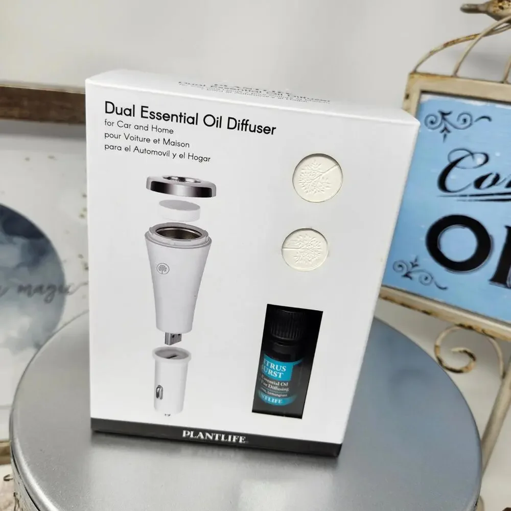 Plantlife Dual Essential Oil Diffuser Car Home Citrus Burst New